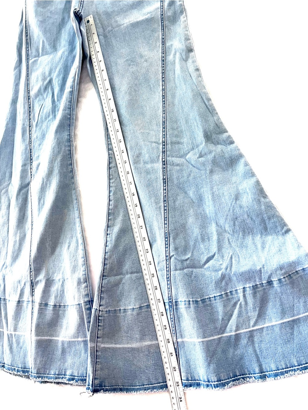 Wisteria Lane Denim Jumpsuit Bell Bottom Boho Western size Large - Picture 8 of 10